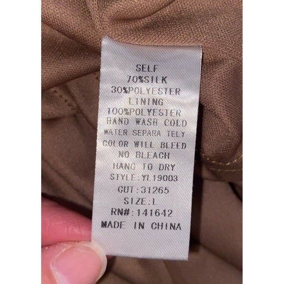 Scrap-Work Silk (70%) Size Large Brown Romper Shorts Embroidery On Hem - Picture 11 of 12